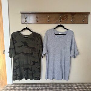 2 Piece Oversized Waffle Knit T-Shirts TNA Camo and Grey
